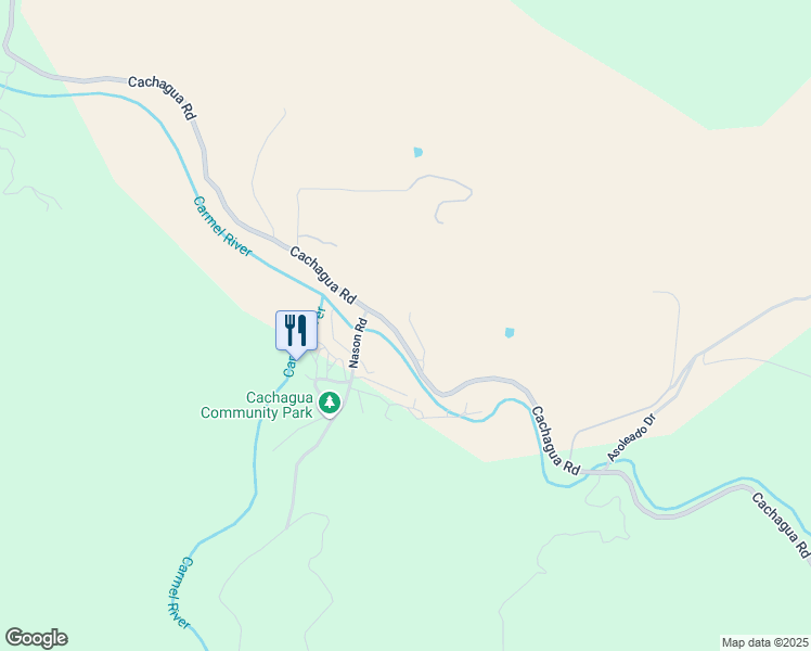 map of restaurants, bars, coffee shops, grocery stores, and more near 18661 Cachagua Road in Carmel Valley