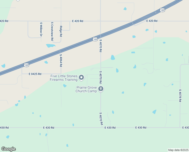 map of restaurants, bars, coffee shops, grocery stores, and more near 14430 South 4070 Road in Oologah