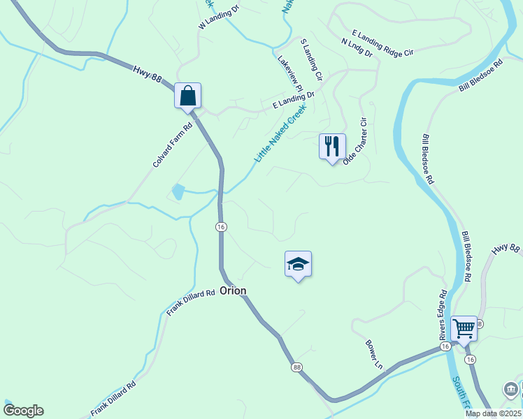 map of restaurants, bars, coffee shops, grocery stores, and more near 213 East Creekside Lane in Jefferson