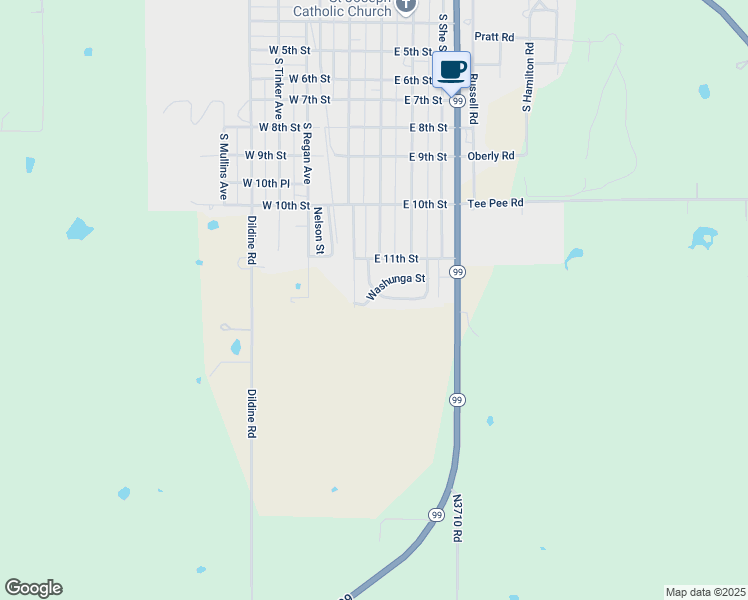 map of restaurants, bars, coffee shops, grocery stores, and more near 1232 South Wood Avenue in Hominy