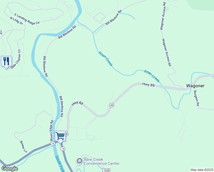 map of restaurants, bars, coffee shops, grocery stores, and more near 889 North Carolina 88 in Jefferson