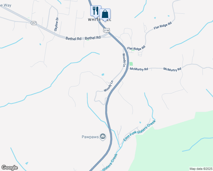 map of restaurants, bars, coffee shops, grocery stores, and more near 1062 Woody Lane in Goodlettsville
