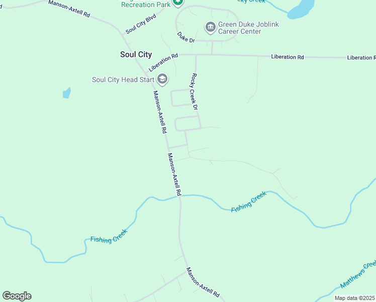 map of restaurants, bars, coffee shops, grocery stores, and more near 127 Nutbush Creek Lane in Norlina