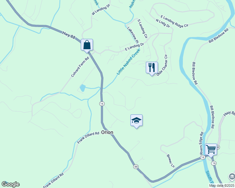 map of restaurants, bars, coffee shops, grocery stores, and more near East Creekside Lane in Jefferson