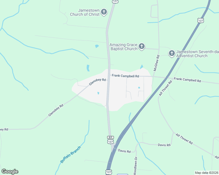 map of restaurants, bars, coffee shops, grocery stores, and more near 1211 Old Highway 127 South in Jamestown