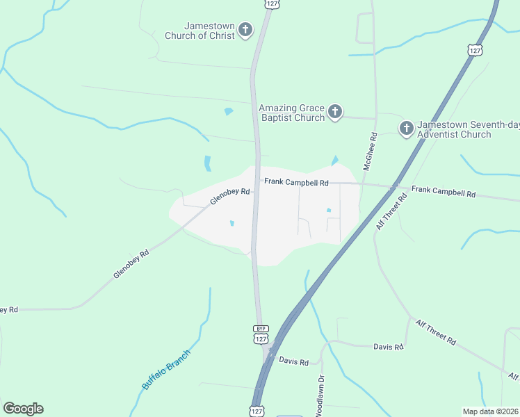 map of restaurants, bars, coffee shops, grocery stores, and more near 1211 Old Highway 127 South in Jamestown