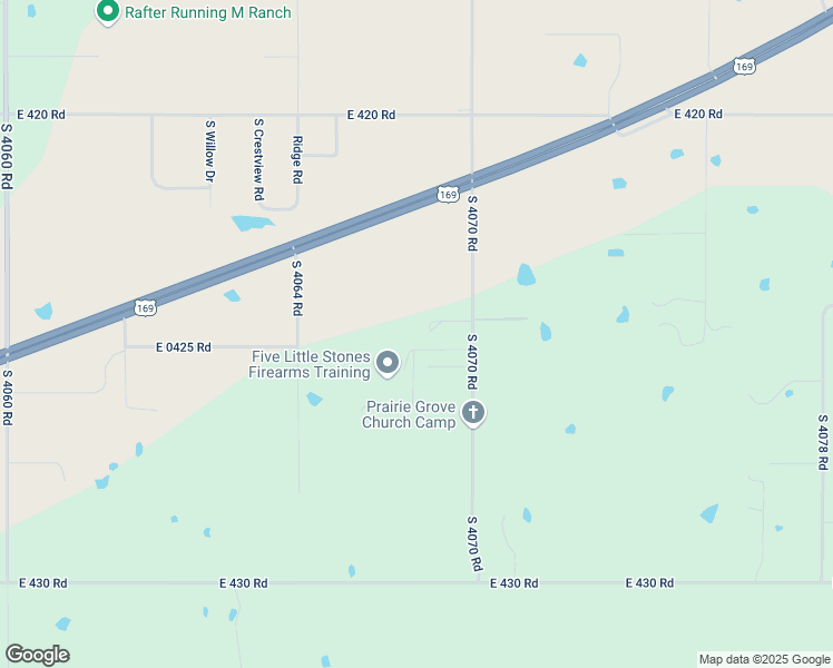 map of restaurants, bars, coffee shops, grocery stores, and more near 14430 South 4070 Road in Oologah