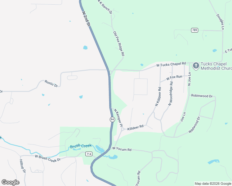 map of restaurants, bars, coffee shops, grocery stores, and more near 5201 Arkansas 94 in Rogers