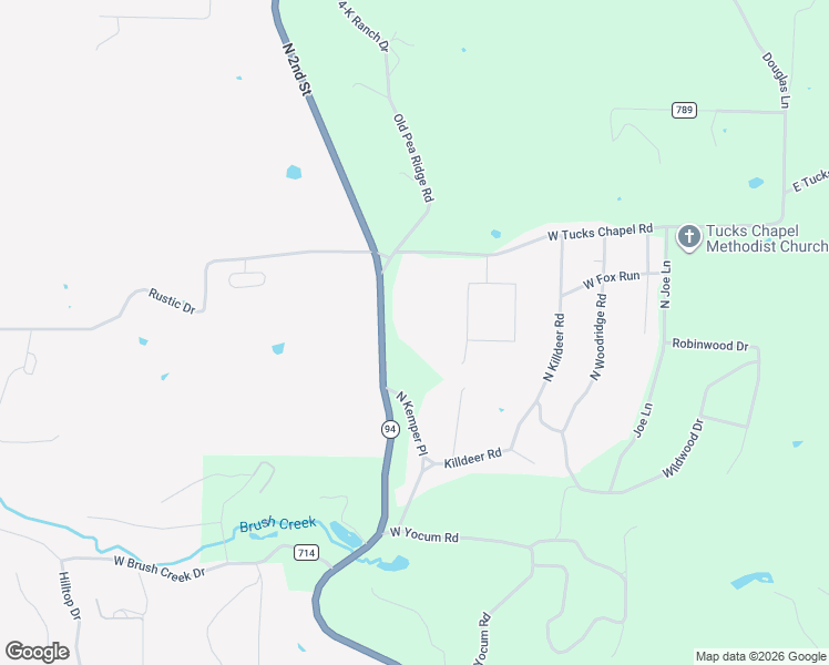 map of restaurants, bars, coffee shops, grocery stores, and more near 5201 Arkansas 94 in Rogers