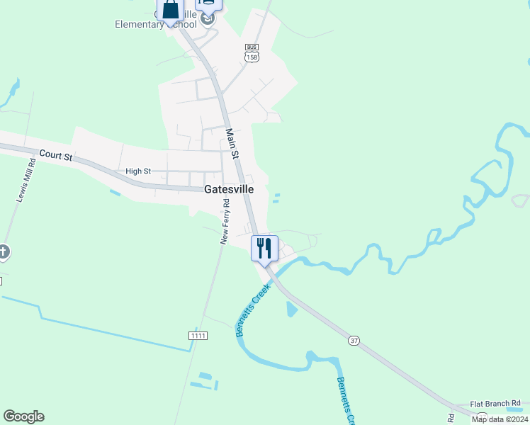 map of restaurants, bars, coffee shops, grocery stores, and more near 123 Main Street in Gatesville