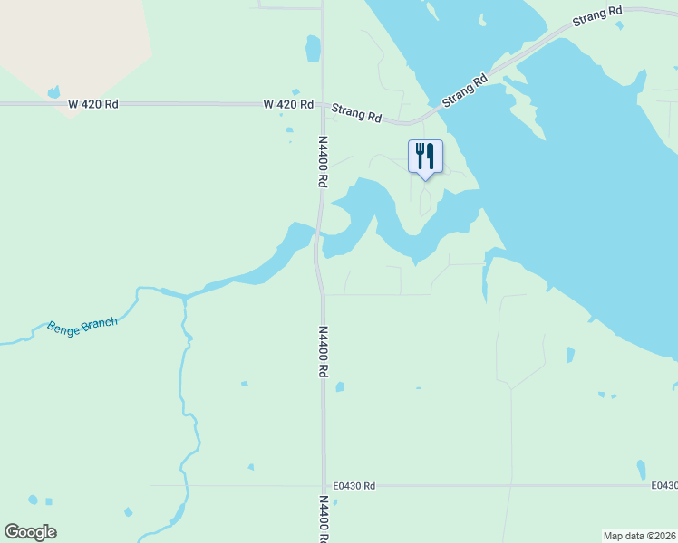 map of restaurants, bars, coffee shops, grocery stores, and more near 5055 East 425 Road in Adair