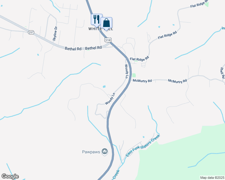 map of restaurants, bars, coffee shops, grocery stores, and more near 1050 Woody Lane in Goodlettsville