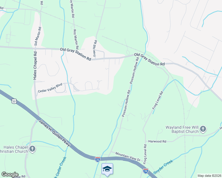 map of restaurants, bars, coffee shops, grocery stores, and more near 164 Village Lane in Johnson City
