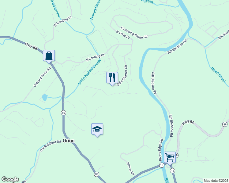 map of restaurants, bars, coffee shops, grocery stores, and more near 278 Olde Charter Circle in Jefferson