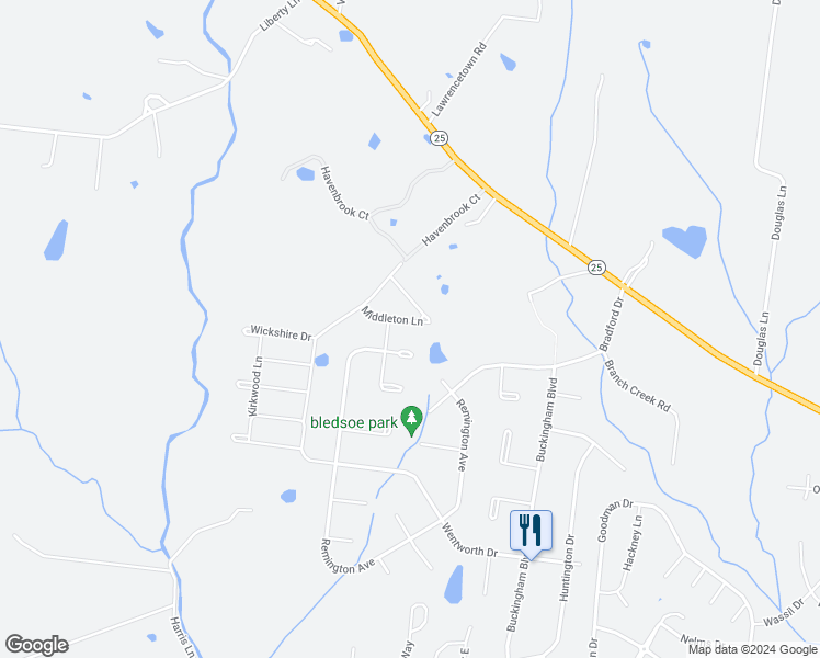 map of restaurants, bars, coffee shops, grocery stores, and more near 1020 Middleton Lane in Gallatin