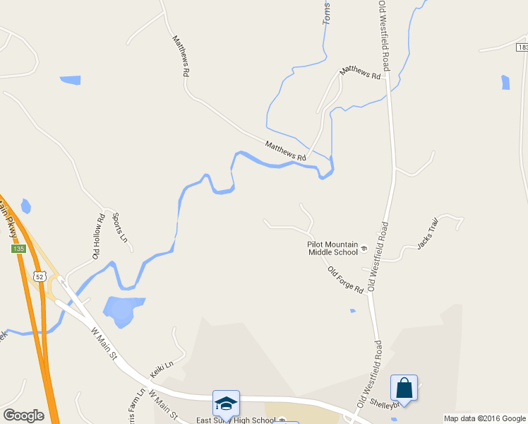 map of restaurants, bars, coffee shops, grocery stores, and more near 204 Freeman Ridge Trail in Pilot Mountain