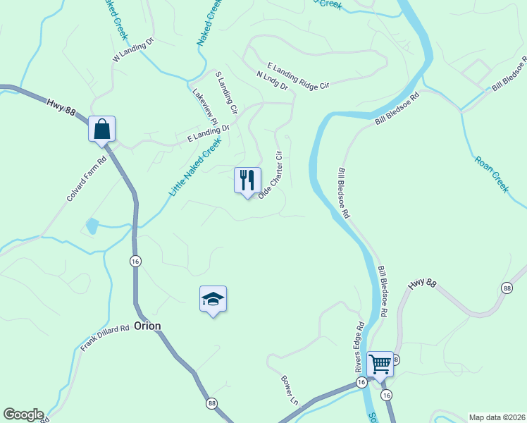 map of restaurants, bars, coffee shops, grocery stores, and more near 278 Olde Charter Circle in Jefferson