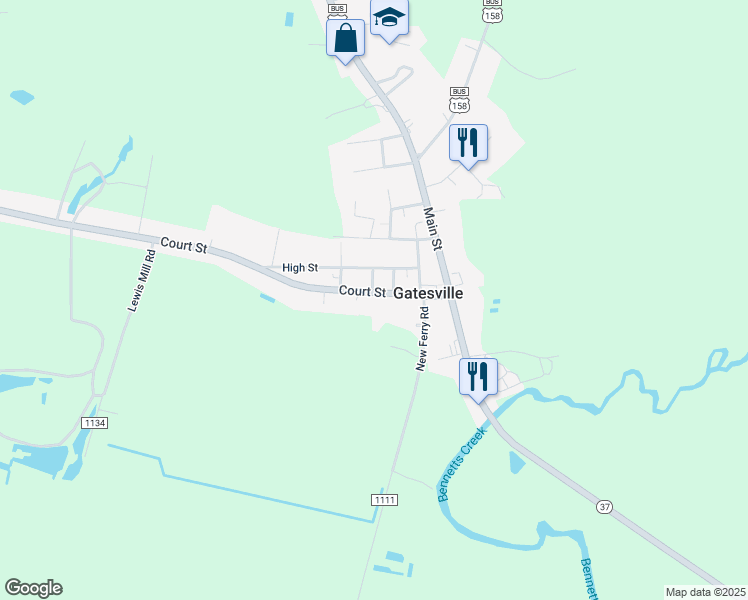 map of restaurants, bars, coffee shops, grocery stores, and more near 304 Court Street in Gatesville