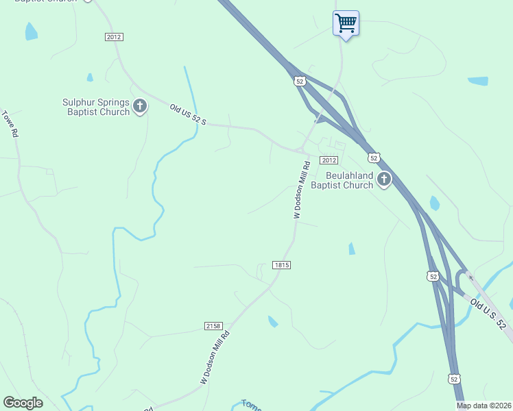 map of restaurants, bars, coffee shops, grocery stores, and more near 200 Mockingbird Ln in Pilot Mountain