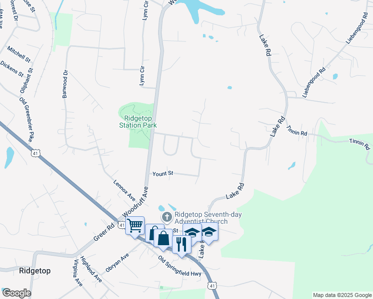 map of restaurants, bars, coffee shops, grocery stores, and more near 3013 Gracie Ann Drive in Greenbrier