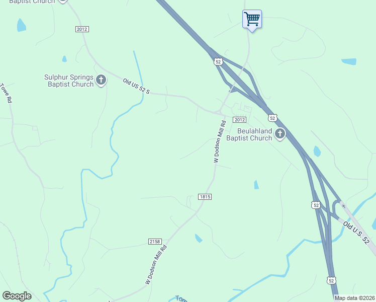 map of restaurants, bars, coffee shops, grocery stores, and more near 200 Mockingbird Lane in Pilot Mountain