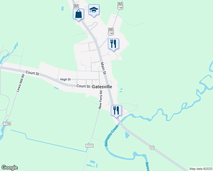 map of restaurants, bars, coffee shops, grocery stores, and more near 211 Main Street in Gatesville