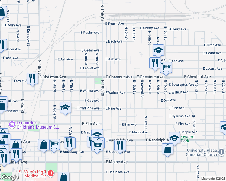 map of restaurants, bars, coffee shops, grocery stores, and more near 650 North Davis Street in Enid
