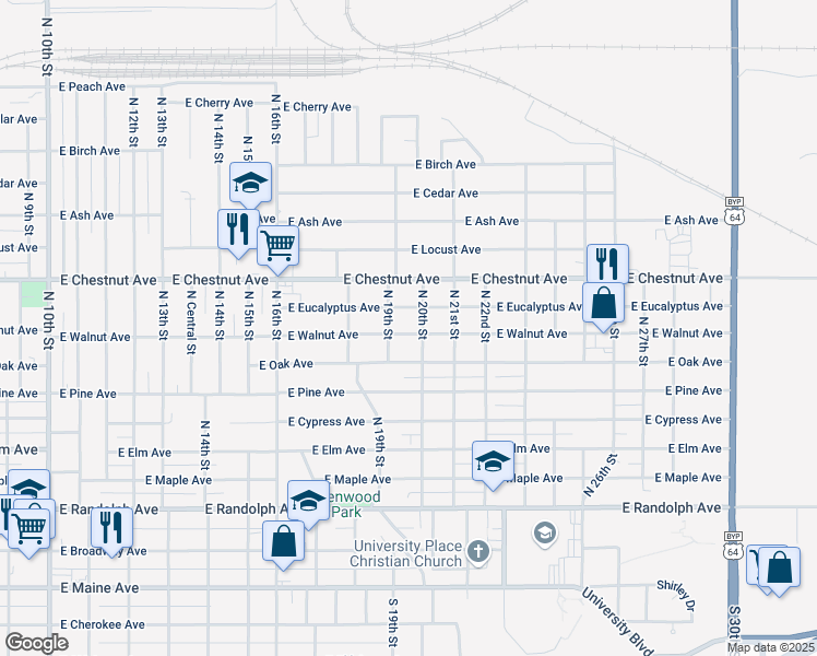 map of restaurants, bars, coffee shops, grocery stores, and more near 1920 East Walnut Avenue in Enid
