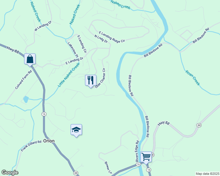 map of restaurants, bars, coffee shops, grocery stores, and more near 155 Charter Ridge in Jefferson