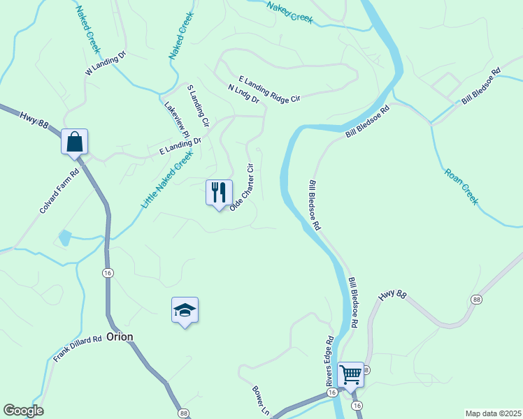 map of restaurants, bars, coffee shops, grocery stores, and more near 155 Charter Ridge in Jefferson