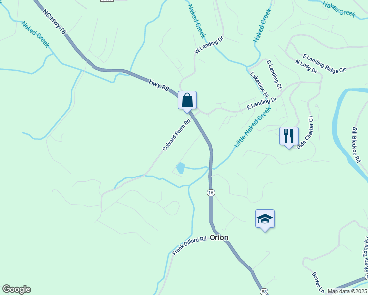 map of restaurants, bars, coffee shops, grocery stores, and more near 222 Willow Creek Drive in Jefferson