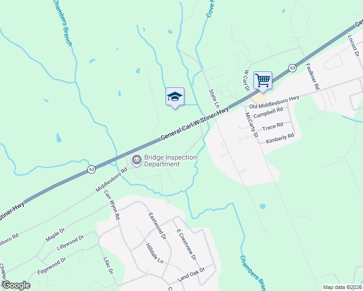 map of restaurants, bars, coffee shops, grocery stores, and more near 186 Shetland Rd in La Follette