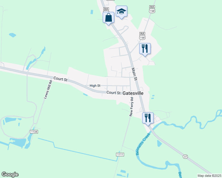 map of restaurants, bars, coffee shops, grocery stores, and more near 406 High Street in Gatesville