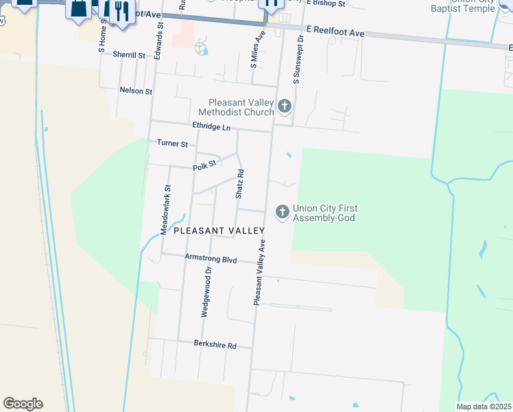 map of restaurants, bars, coffee shops, grocery stores, and more near 1805 Pleasant Valley Avenue in Union City
