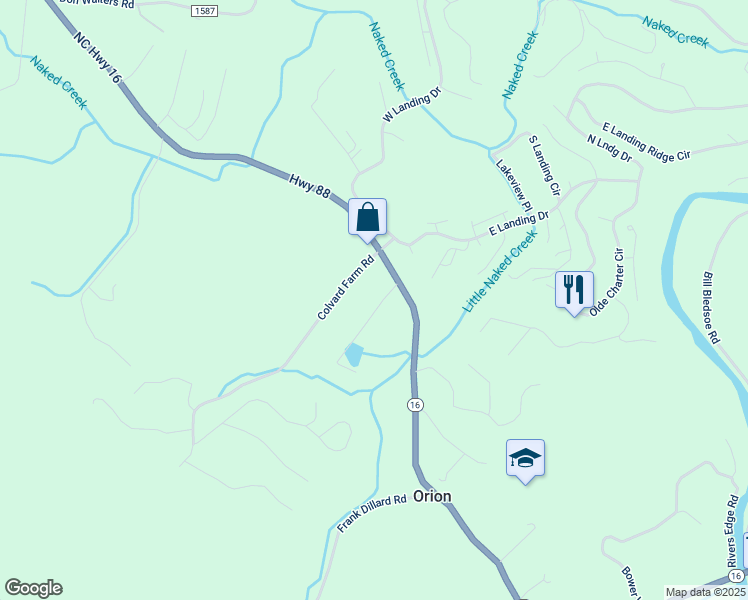 map of restaurants, bars, coffee shops, grocery stores, and more near 176 Willow Creek Drive in Jefferson