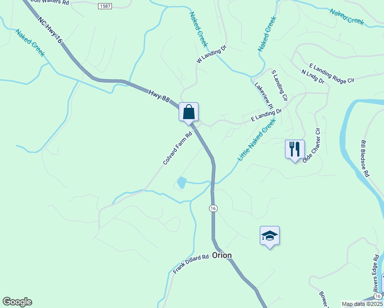 map of restaurants, bars, coffee shops, grocery stores, and more near 176 Willow Creek Drive in Jefferson