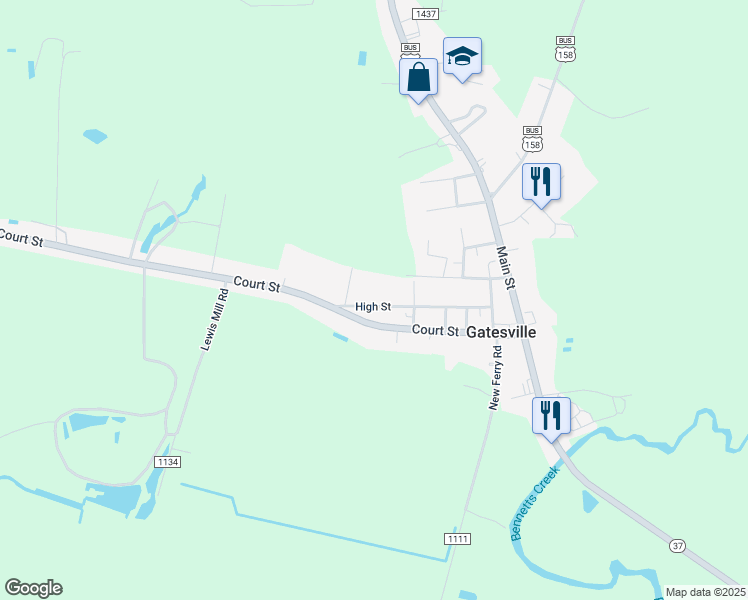 map of restaurants, bars, coffee shops, grocery stores, and more near 513 High Street in Gatesville