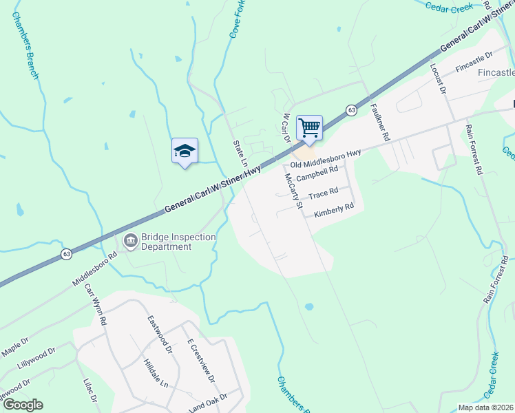 map of restaurants, bars, coffee shops, grocery stores, and more near 157 Skyview Drive in LaFollette