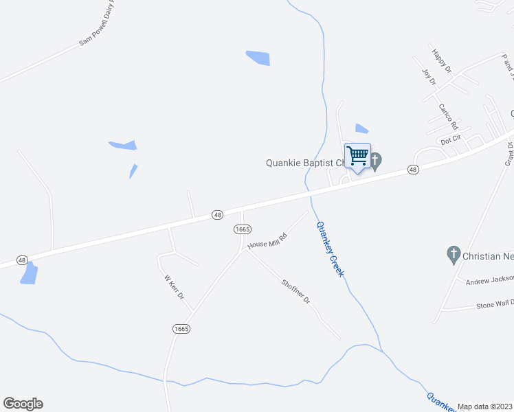 map of restaurants, bars, coffee shops, grocery stores, and more near Highway 48 in Roanoke Rapids
