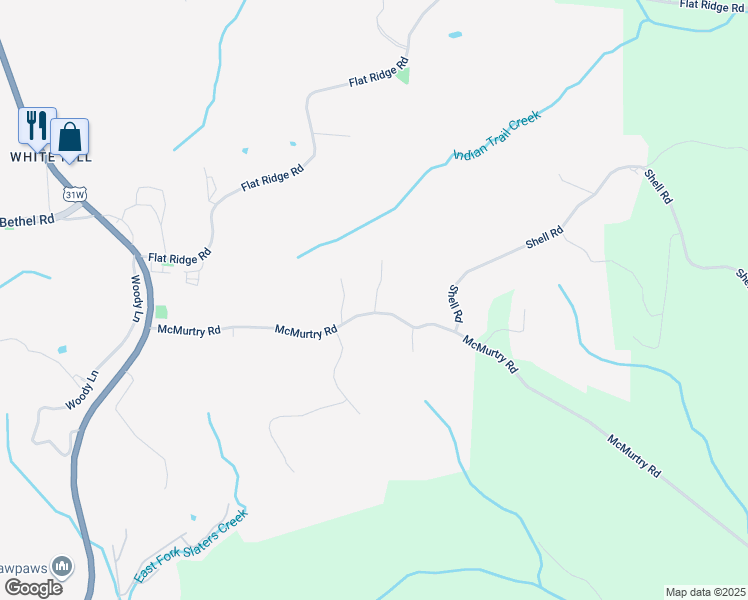 map of restaurants, bars, coffee shops, grocery stores, and more near 69 McMurtry Road in Goodlettsville
