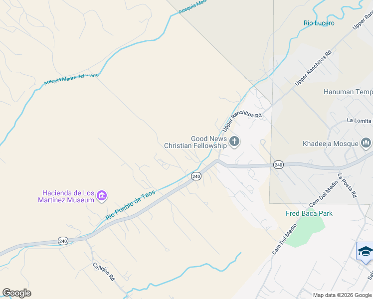 map of restaurants, bars, coffee shops, grocery stores, and more near 724 Lavadie Lane in Taos