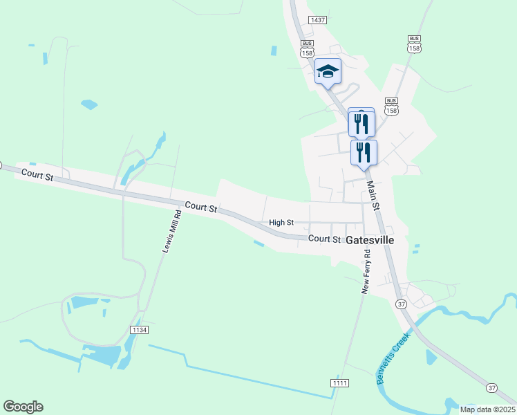map of restaurants, bars, coffee shops, grocery stores, and more near 202 Edmond Street in Gatesville