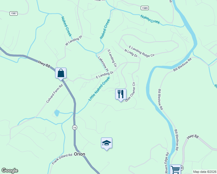map of restaurants, bars, coffee shops, grocery stores, and more near 374 Birkdale Ridge in Jefferson