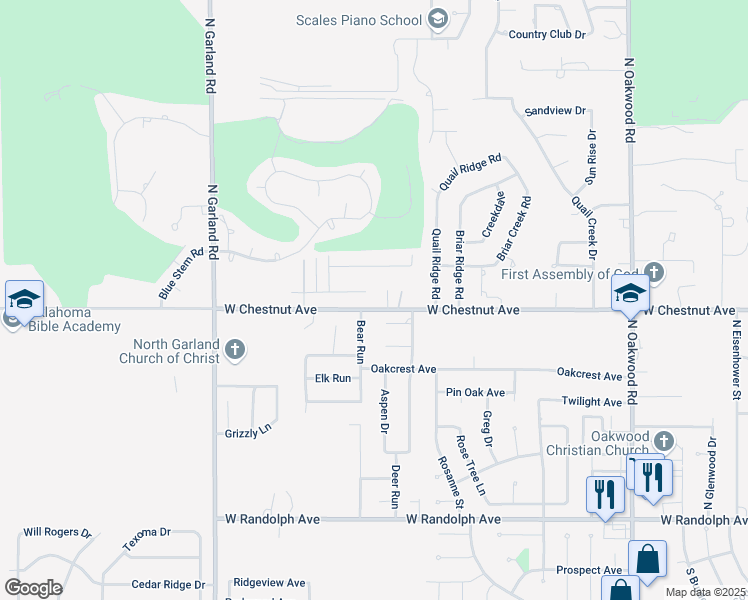 map of restaurants, bars, coffee shops, grocery stores, and more near 4614 Alpine Place in Enid