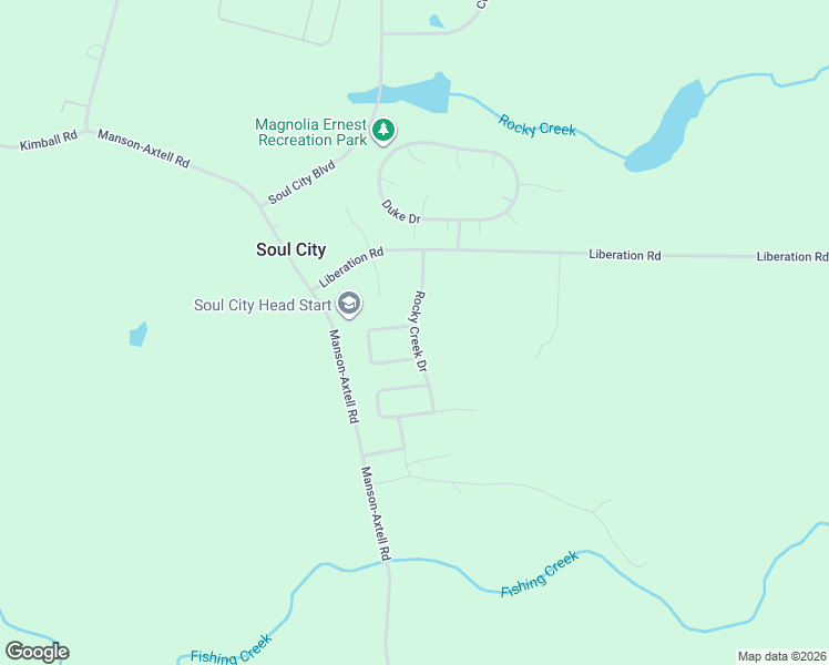 map of restaurants, bars, coffee shops, grocery stores, and more near Rocky Creek Drive in Norlina