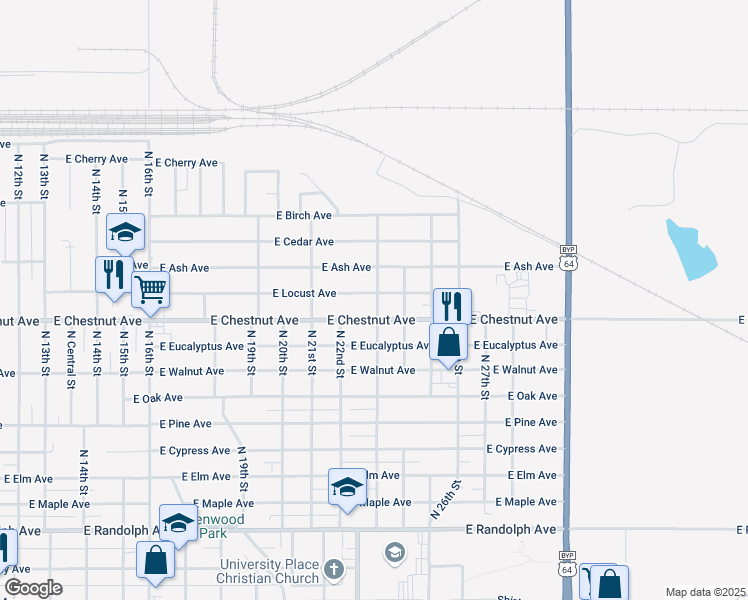 map of restaurants, bars, coffee shops, grocery stores, and more near 2224 East Locust Avenue in Enid