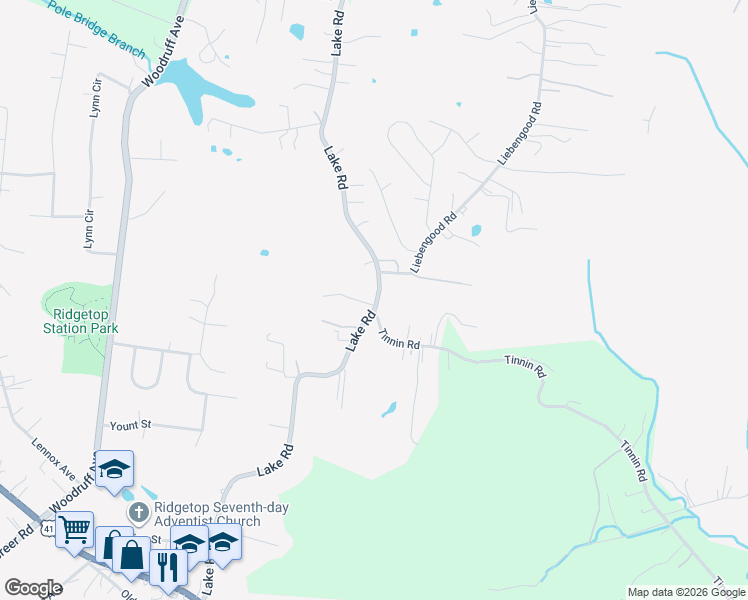 map of restaurants, bars, coffee shops, grocery stores, and more near 1976 Lake Road in Goodlettsville