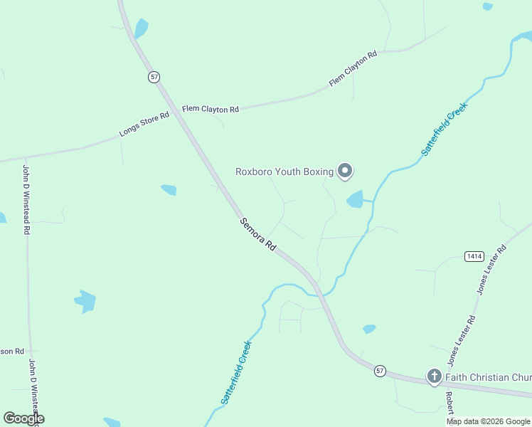 map of restaurants, bars, coffee shops, grocery stores, and more near 71 Shore Creek Drive in Roxboro