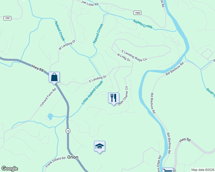 map of restaurants, bars, coffee shops, grocery stores, and more near 176 Birkdale Ridge in Jefferson