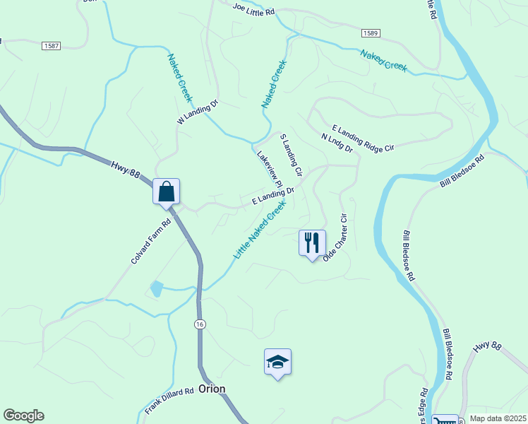 map of restaurants, bars, coffee shops, grocery stores, and more near 143 Muirfield Lane in Jefferson